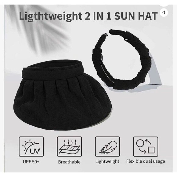 Ladies women summer sun visor beach hat Brand New Black - Picture 3 of 6